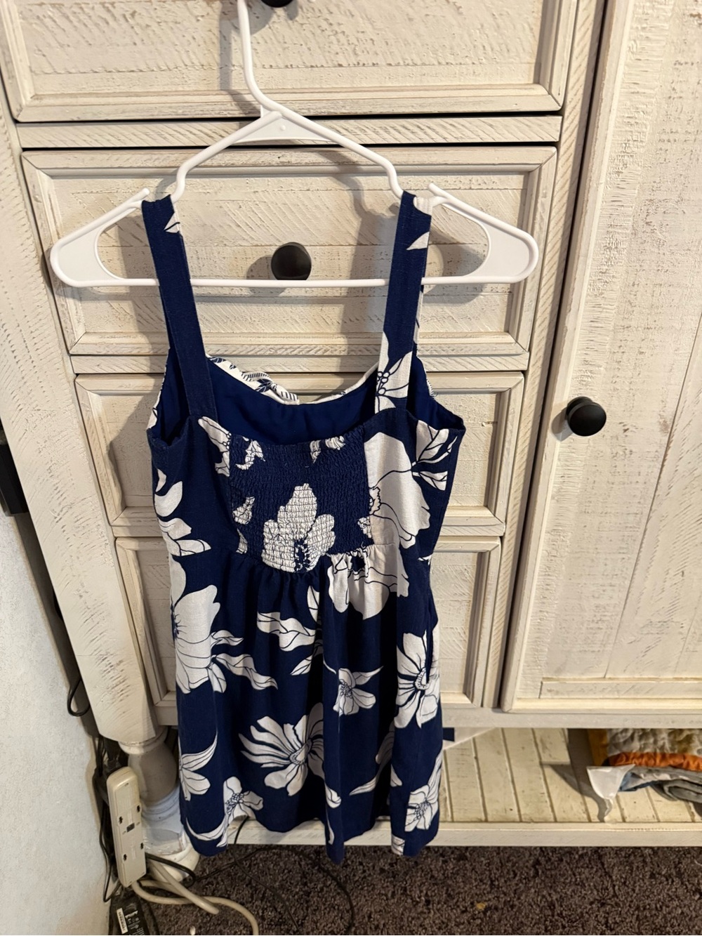 Navy Floral Smocked Mini Dress